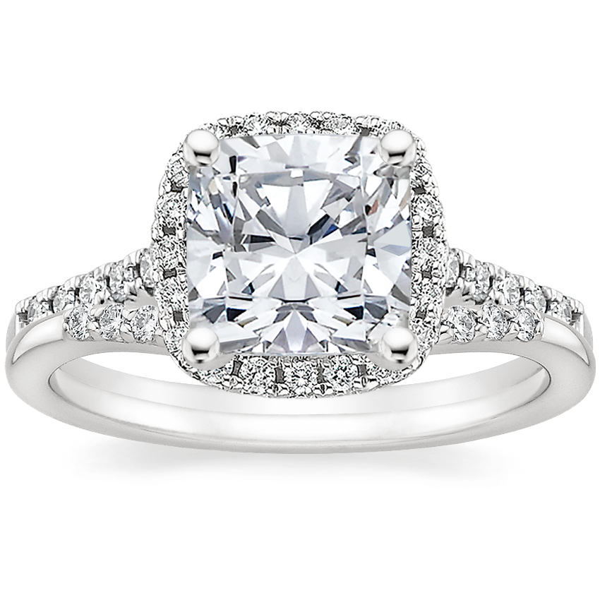 18K White Gold Odessa Diamond Ring 1 5 ct. tw. with Petite Curved Diamond Ring 1 10 ct. tw. Brilliant Earth